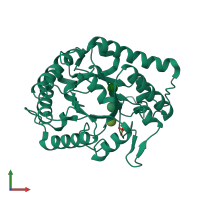 PDB entry 3rjy coloured by chain, front view.