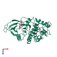 PDB entry 3rk7 coloured by chain, top view.