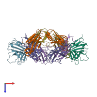 PDB entry 3rkd coloured by chain, top view.