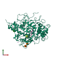 PDB entry 3rke coloured by chain, front view.