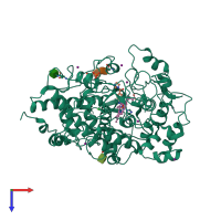 PDB entry 3rke coloured by chain, top view.