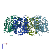 PDB entry 3rks coloured by chain, top view.