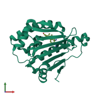 PDB entry 3rkz coloured by chain, front view.