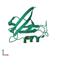 Hetero dimeric assembly 3 of PDB entry 3rl7 coloured by chemically distinct molecules, front view.