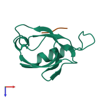 Hetero dimeric assembly 6 of PDB entry 3rl7 coloured by chemically distinct molecules, top view.