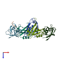 PDB entry 3rl8 coloured by chain, top view.