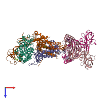 PDB entry 3rlf coloured by chain, top view.