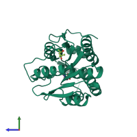 PDB entry 3rli coloured by chain, side view.