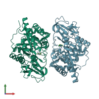 PDB entry 3rm9 coloured by chain, front view.