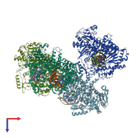 PDB entry 3rma coloured by chain, top view.