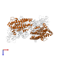 Toluene-4-monooxygenase system, hydroxylase component subunit beta in PDB entry 3rmk, assembly 1, top view.