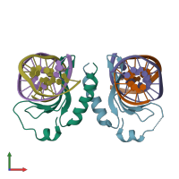 PDB entry 3rmp coloured by chain, front view.