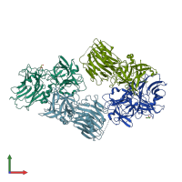 PDB entry 3rmy coloured by chain, front view.