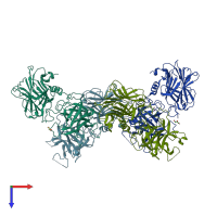 PDB entry 3rmy coloured by chain, top view.