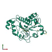 PDB entry 3rno coloured by chain, front view.
