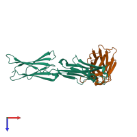 PDB entry 3rnq coloured by chain, top view.