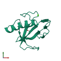 PDB entry 3rnt coloured by chain, front view.
