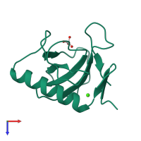 PDB entry 3rnt coloured by chain, top view.