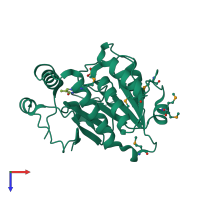 PDB entry 3ro7 coloured by chain, top view.