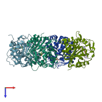 PDB entry 3rod coloured by chain, top view.