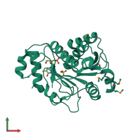 PDB entry 3rog coloured by chain, front view.