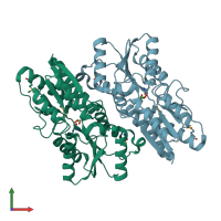 PDB entry 3rot coloured by chain, front view.