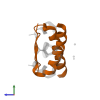 Insulin B chain in PDB entry 3rov, assembly 2, side view.