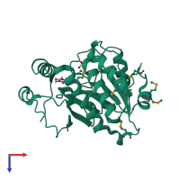 PDB entry 3rox coloured by chain, top view.