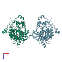 PDB entry 3rps coloured by chain, top view.