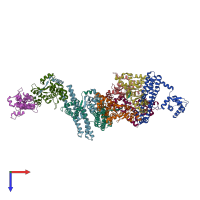 PDB entry 3rpu coloured by chain, top view.