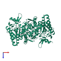 Nitric oxide synthase 1 in PDB entry 3rqk, assembly 1, top view.