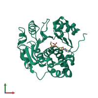 PDB entry 3rqq coloured by chain, front view.