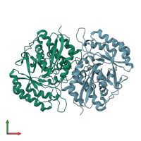 PDB entry 3rr1 coloured by chain, front view.