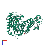 PDB entry 3rr4 coloured by chain, top view.