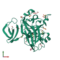 PDB entry 3rr6 coloured by chain, front view.