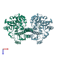 PDB entry 3rra coloured by chain, top view.