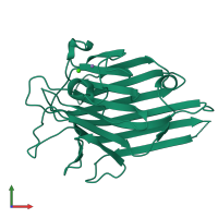 PDB entry 3rrd coloured by chain, front view.