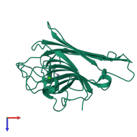 PDB entry 3rrd coloured by chain, top view.