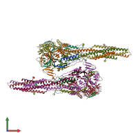 PDB entry 3rrr coloured by chain, front view.