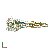 PDB entry 3rrt coloured by chain, front view.