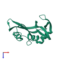 PDB entry 3rsd coloured by chain, top view.