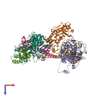 PDB entry 3rse coloured by chain, top view.