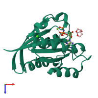 PDB entry 3rso coloured by chain, top view.