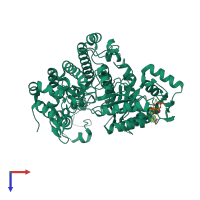 PDB entry 3rsr coloured by chain, top view.