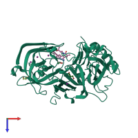 PDB entry 3rsv coloured by chain, top view.