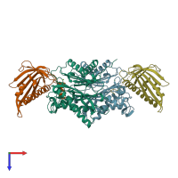 PDB 3rt0 coloured by chain and viewed from the top.