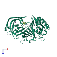 PDB entry 3rth coloured by chain, top view.