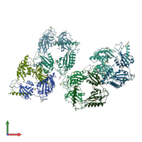 PDB entry 3rty coloured by chain, front view.