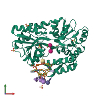 PDB entry 3rum coloured by chain, front view.