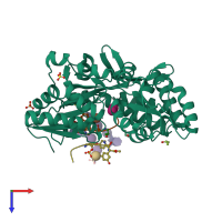 PDB entry 3rum coloured by chain, top view.